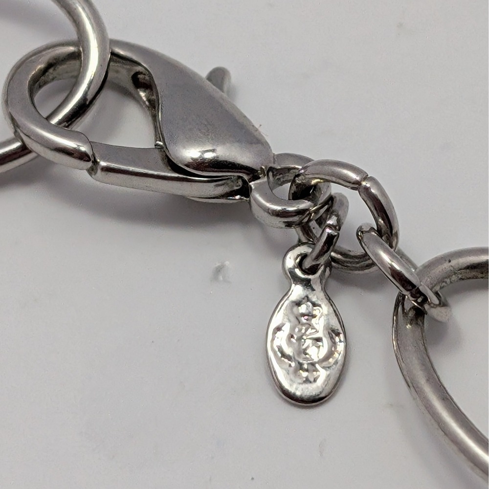 Premier Designs Silver Chain Necklace Rhinestone Oval Links Lobster Clasp Signed - Picture 3 of 3